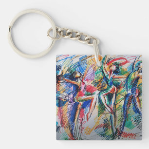 Rhythm of Motion Abstract Dancers Acrylic Keychain
