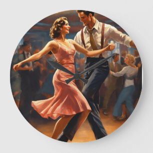 Rhythm of Romance: Swingin' Souls in Step Large Clock