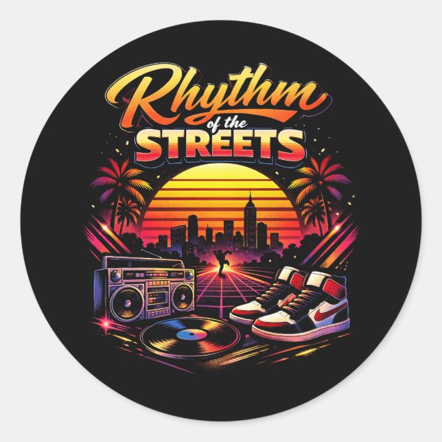 Rhythm of the Streets Classic Round Sticker (Front)