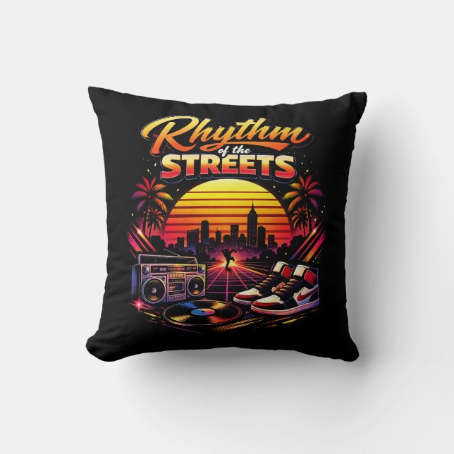 Rhythm of the Streets Throw Pillow (Front)