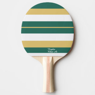 Rhythm Stripes Lines Green Gold White Ping Pong Paddle