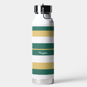 Rhythm Stripes Lines Green Gold White Water Bottle