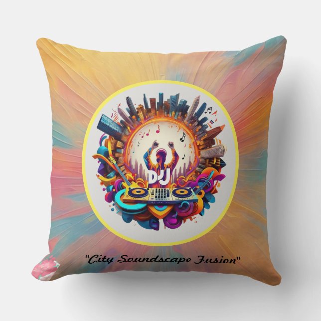 "Rhythmic City Art" Throw Pillow (Front)