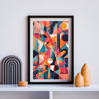 Rhythmic Dimensions: Abstract Geometric Pulse Poster