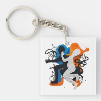 Rhythmic Fusion: Dance of Shadows and Colors Keychain