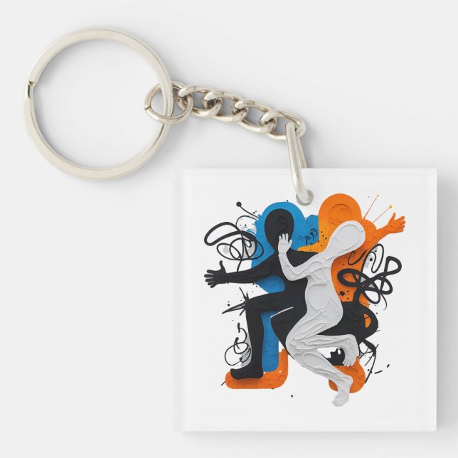 Rhythmic Fusion: Dance of Shadows and Colors Keychain (Front)