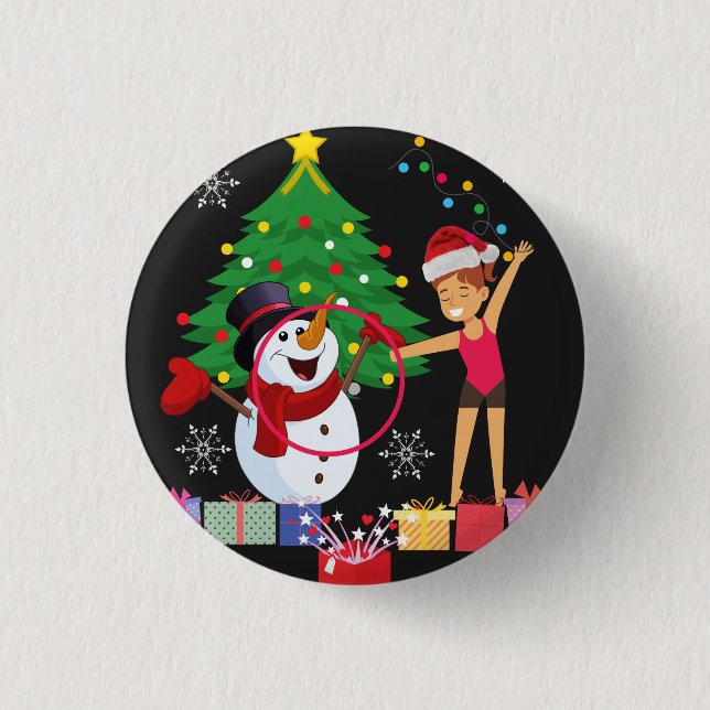 Rhythmic Gymnastics Christmas Celebration   1 Inch Round Button (Front)