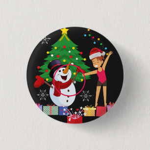 Rhythmic Gymnastics Christmas Celebration   1 Inch Round Button