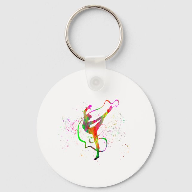 Rhythmic gymnastics in watercolor keychain (Front)