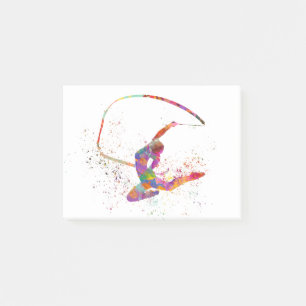 Rhythmic gymnastics in watercolor post-it notes