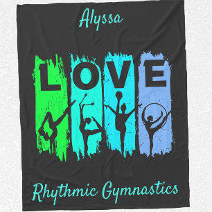 Rhythmic Gymnastics Love in Green and Aqua  Fleece Blanket