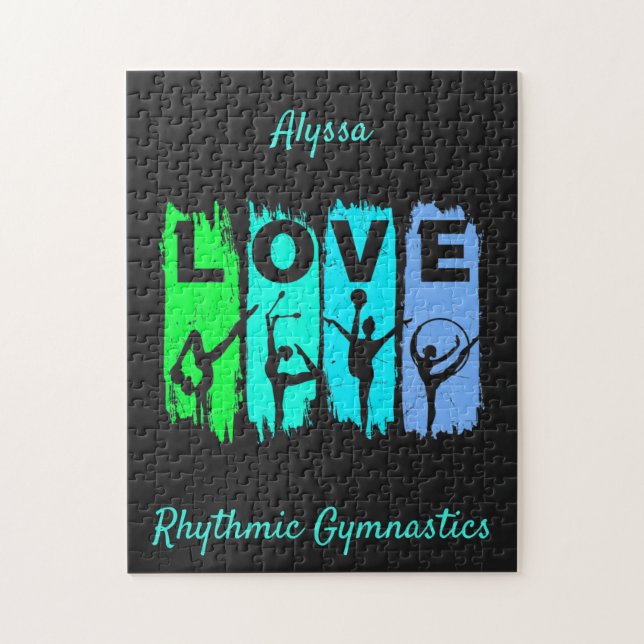 Rhythmic Gymnastics Love in Green and Aqua    Jigsaw Puzzle (Vertical)