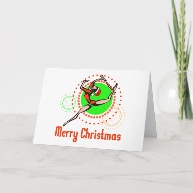 Rhythmic Gymnastics Merry Christmas Holiday Card (Front)