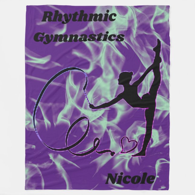 Rhythmic Gymnastics Purple and Mint Swirl  Fleece Blanket (Front)