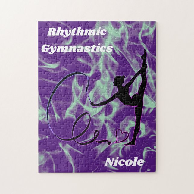 Rhythmic Gymnastics Purple and Mint Swirl   Jigsaw Puzzle (Vertical)