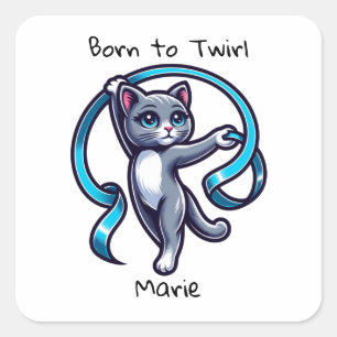 Rhythmic Gymnastics Ribbon Twirl Square Sticker