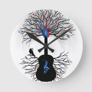 Rhythms of the Heart - ( surreal guitar art ) Round Clock