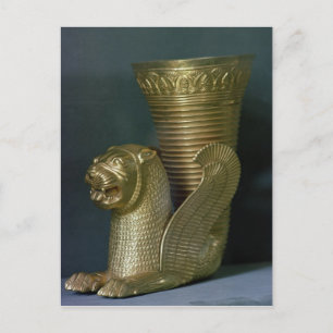 Rhyton in the shape of a seated lion-monster postcard