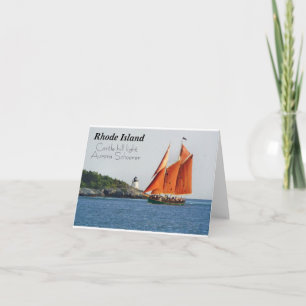 RI castle hill light and aurora schooner note card