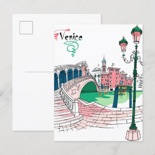 Rialto bridge grand canal Venice Italy Travel Postcard