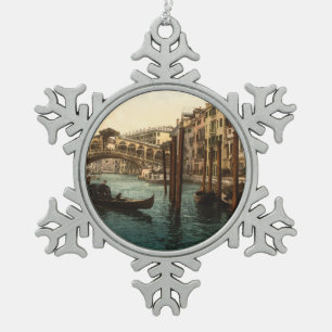 Rialto Bridge I, Venice, Italy Snowflake Pewter Christmas Ornament