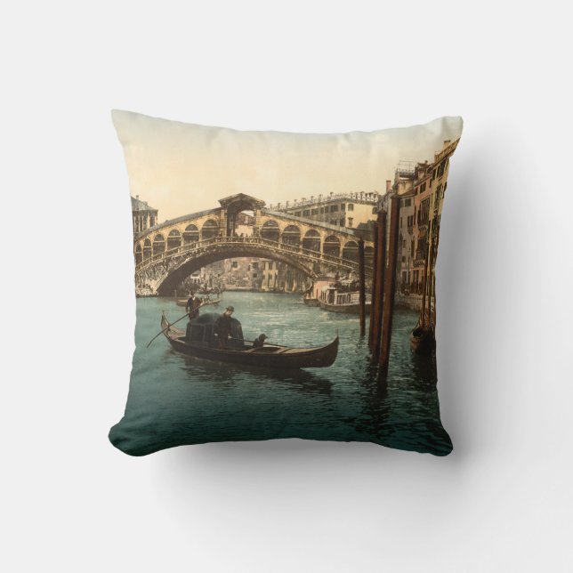Rialto Bridge I, Venice, Italy Throw Pillow (Front)