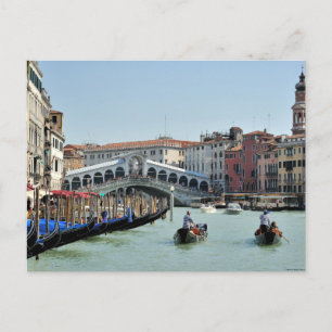 Rialto Bridge on Grand Canal, Venice Italy Postcard