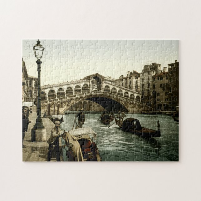 Rialto Bridge Venice Italy Grand Canal Gondolas Jigsaw Puzzle (Horizontal)