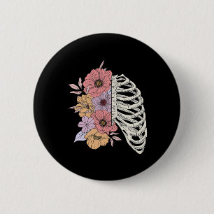 Rib Cage Flower Easy Halloween Costume  2 Inch Round Button