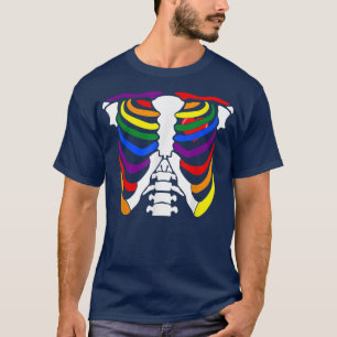 Rib Cage Skeleton Rainbow Pride Halloween 6256 T-Shirt