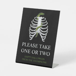 Rib Cage Snake Halloween Trick Or Treaters Candy Pedestal Sign