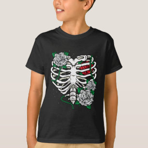 Rib Cage With Flowers Halloween Xray Skeleton Cand T-Shirt