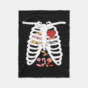 Rib Cage X-ray Candy Funny Halloween Costume Kids  Fleece Blanket