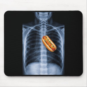 Rib Cage X Ray Hot Dog Heart Funny Food Anatomy Mouse Pad