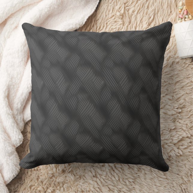 Ribbed texture in grey and black pattern  throw pillow (Blanket)