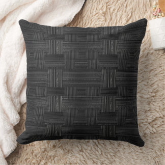 Ribbed texture in grey and black pattern  throw pillow