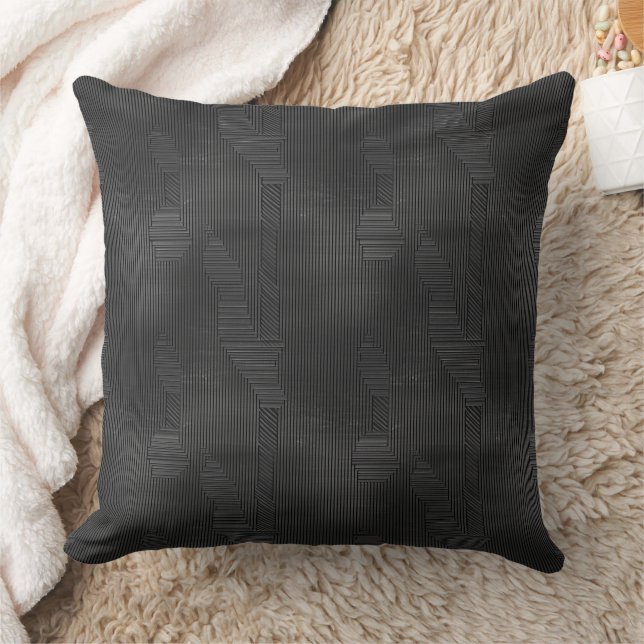 Ribbed texture in grey and black pattern  throw pillow (Blanket)