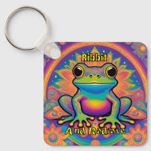Ribbit and Radiate Frog – Boho Psychedelic Groovy Keychain