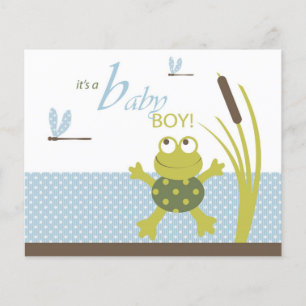 Ribbit Frog and Dragonfly Baby Shower Advice Card