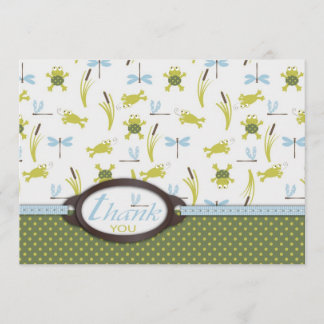 Ribbit Frog and Dragonfly Thank You Card