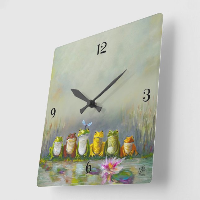 Ribbit River Square Wall Clock (Angle)