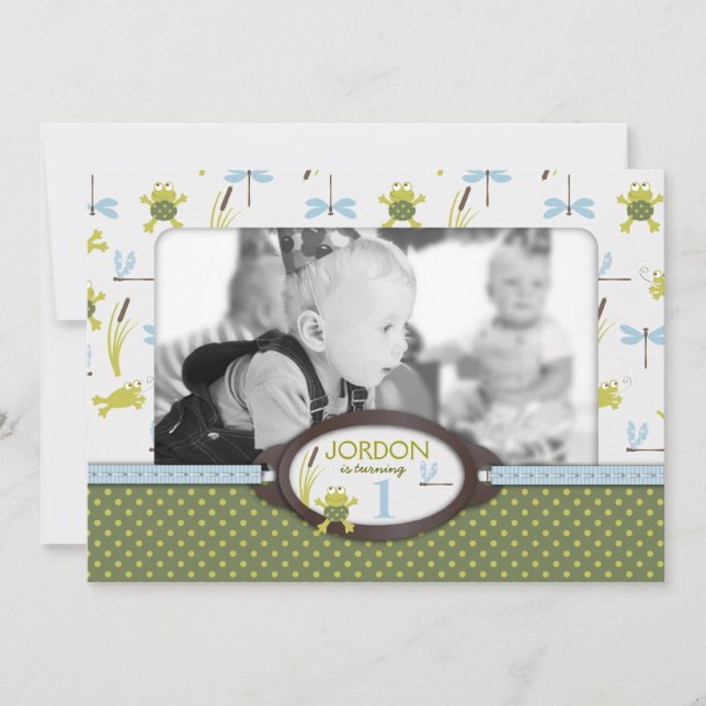 Ribbit Swimming Frog Birthday Invitation A7-A (Front)