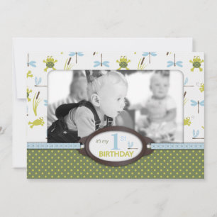 Ribbit Swimming Frog Birthday Invitation A7-B