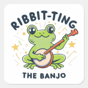 Ribbit-ting the Banjo ,Cute Frog Playing Music Square Sticker