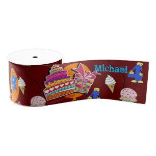 Ribbon, #4 Birthday Ribbon, Happy 4th Birthday Grosgrain Ribbon