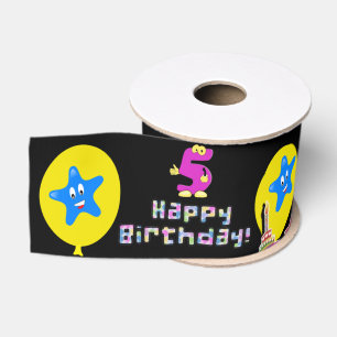 Ribbon, #5 Ribbon, Happy 5th Birthday Grosgrain Ribbon