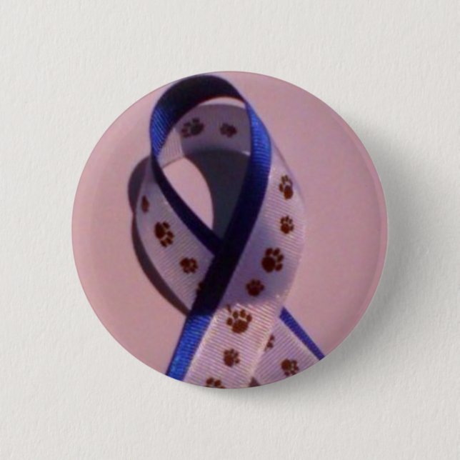 ribbon against animal abuse 2 inch round button (Front)