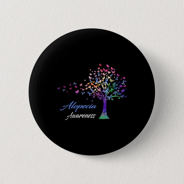 Ribbon Alopecia Awareness  2 Inch Round Button (Front)