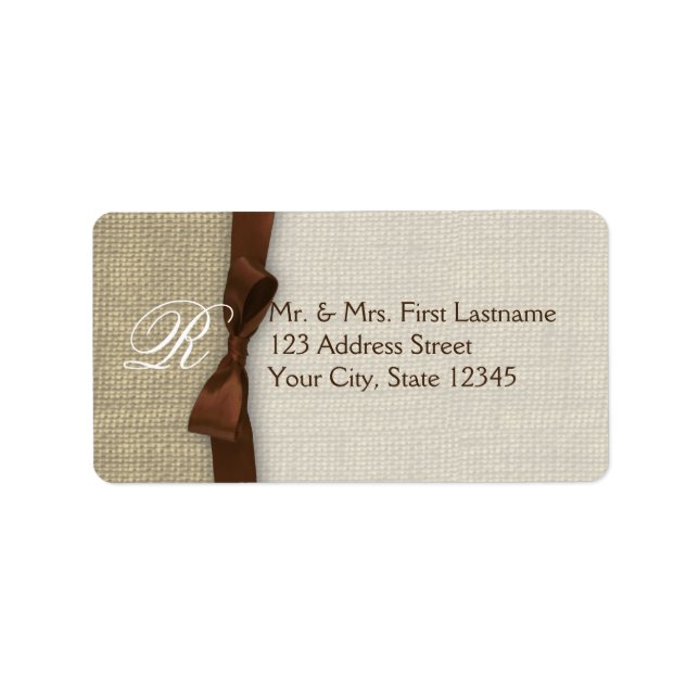 Ribbon and Burlap Brown Label (Front)