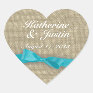 Ribbon and Burlap Heart Heart Sticker